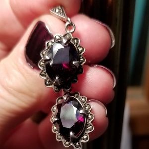 Sterling silver & marcasite surround garnets